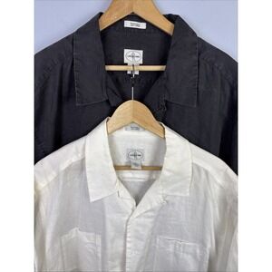 100% Linen Short Sleeve Shirt Loop Collar Size XXL Lot Of 2 Linea Uomo Old Money